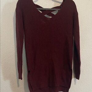 Ambiance Deep Red V-Neck Sweater